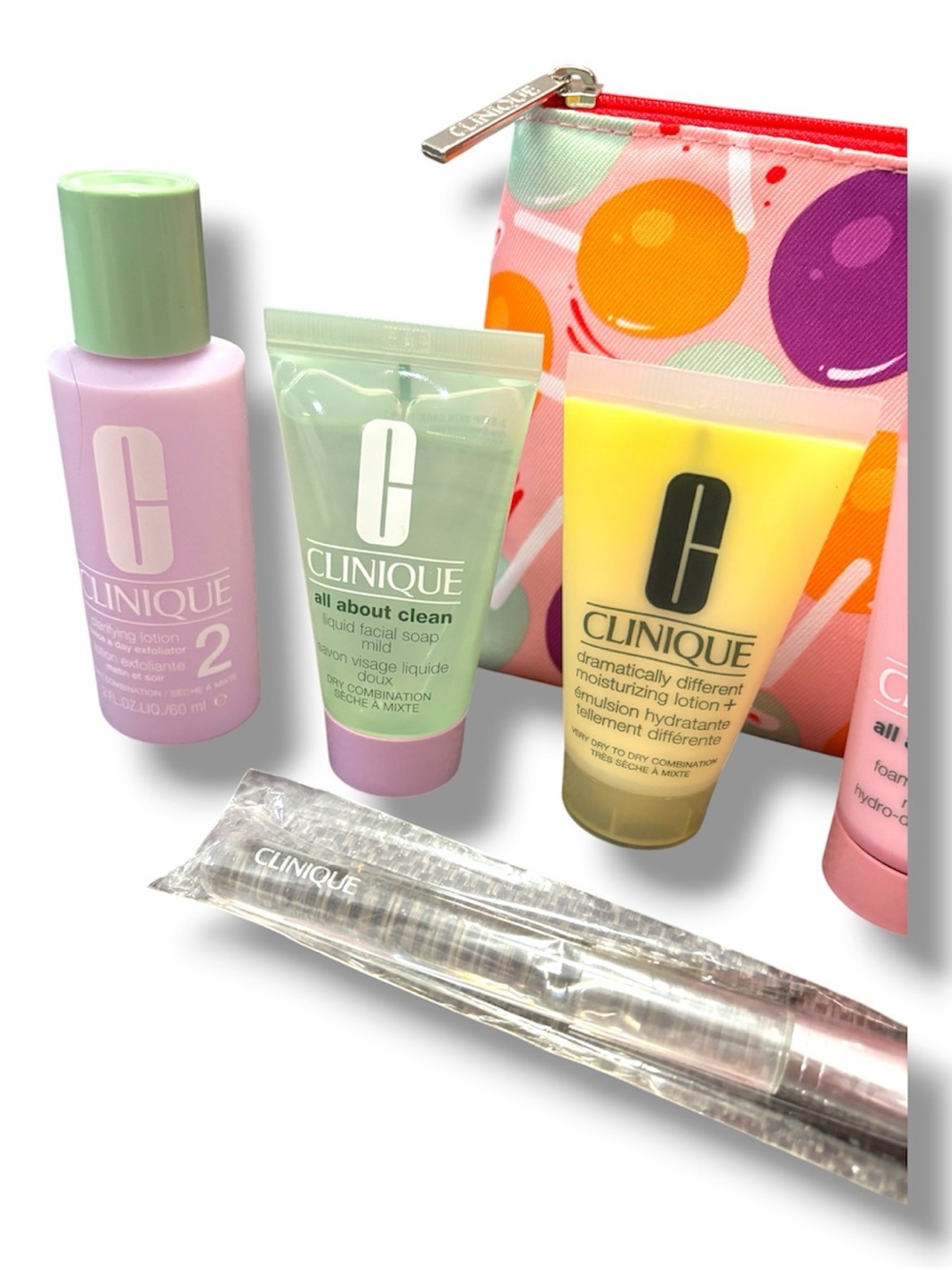 Clinique Mini Skincare & Brush Set with Pink Multi-Color Pouch - Picture 3 of 4